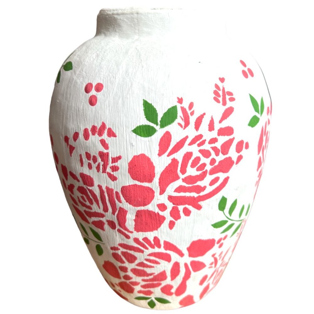 Rare! Vtg Isabelle de Borchgrave Paper-Mache Vase Marshall Fields Glass Insert - Picture 2 of 7